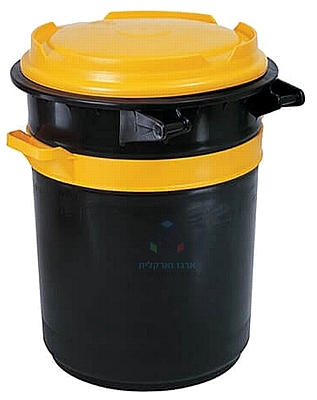 פח פלסטיק 76 ליטר שחור צהוב
